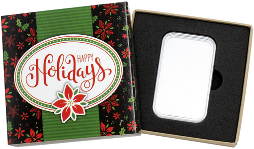 SilverTowne Natural Kraft Paper Gift Box with (2025) Happy Holidays Poinsettia Box Sleeve